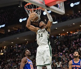 字母哥37+8+7布伦森空砍36分 雄鹿胜尼克斯