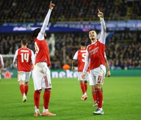 阿森纳欧冠六战全胜领跑积分榜,客场3-0完胜布鲁日