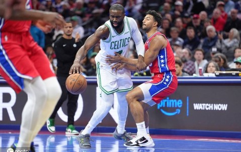 布朗32分马克西26+14 凯尔特人险胜76人