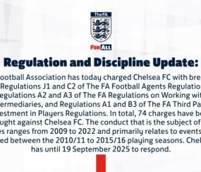 英足总官方：对切尔西提起74项财务指控 需9月19日前作出回应