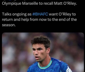 奥赖利紧急回归布莱顿，中场变阵的信号