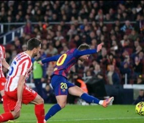 西甲第19轮巴萨主场3-1逆转马竞 奥尔莫进球